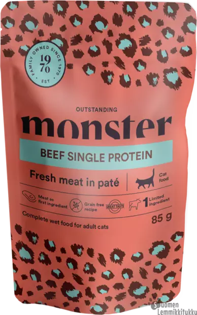 Monster Cat single Beef 8 x 85g - Kissan märkäruoka - 40190 - 1