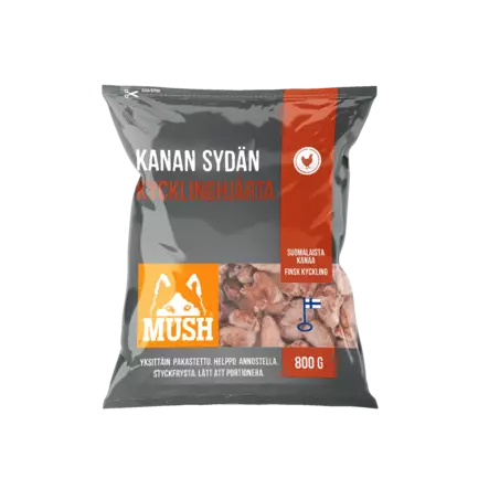 Mush Kanan sydän kokonainen 800g - Koiran raakaruoka - 41740 - 2