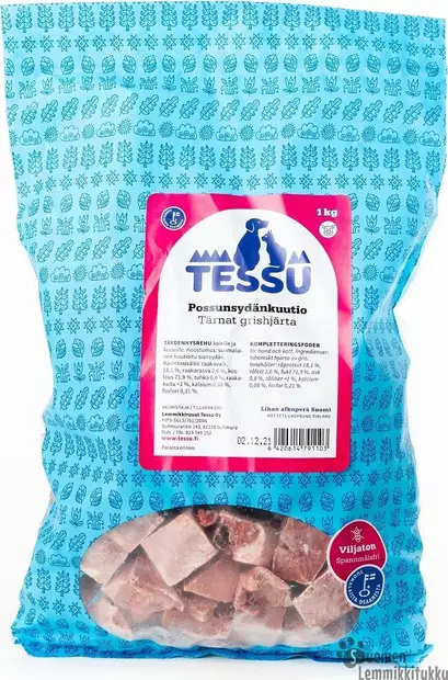 Possun sydänkuutio 4x1kg ennakkotilaustuote - Tessu raakaruoka - 37491 - 1