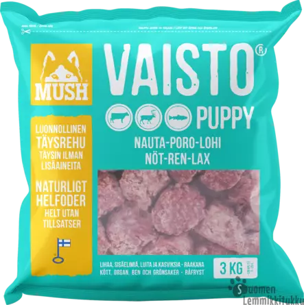 Vaisto Puppy jäänsininen nauta-poro-lohi 3kg - Koiran raakaruoka - 41681 - 1