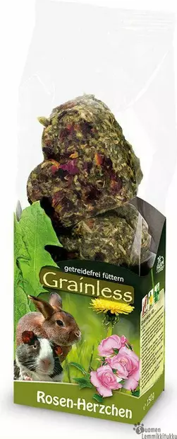 Grainless pienet sydämet ruusuilla 105g (kääpiokaneille ja jyrsijöille) - Kanin ja jyrsijän herkut - 37532 - 1