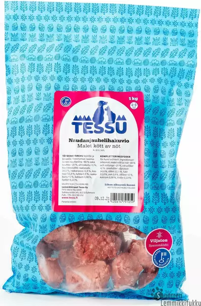 Tessu Naudan jauhelihakuvio 1kg - Koiran raakaruoka - 39642 - 1