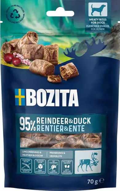 Bozita Meaty Bites Poro & Ankka 70g - Pehmeät makupalat koiralle - 42973 - 1