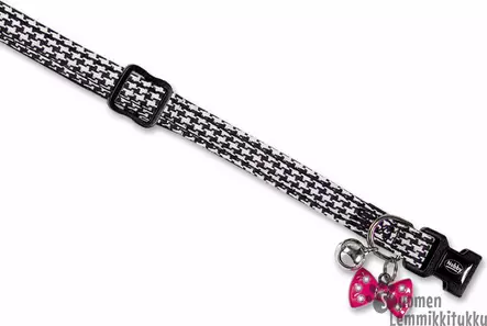 Kissan nylon kaulapanta kulkusella ja rusetilla pepita - Kissan pannat - 39593 - 1