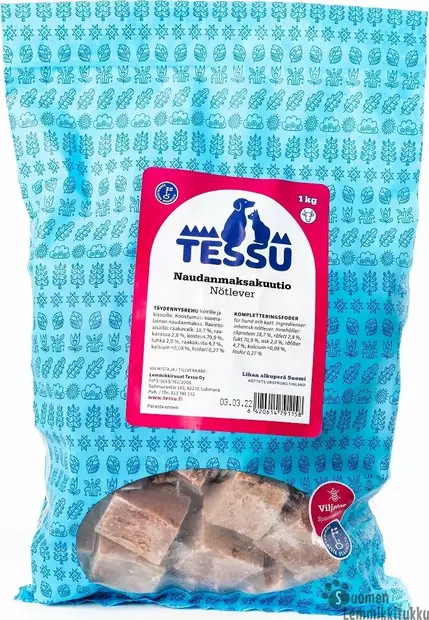 Tessu Naudan maksakuutio 1kg - Koiran raakaruoka - 39803 - 1
