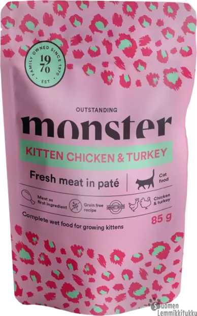 Monster Cat kitten chicken& turkey 8x85g - Kissan märkäruoka - 40194 - 1