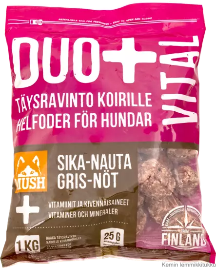 MUSH DUO+ VITAL 6x1kg, sika-nauta - Mush raakaruoka - 37294 - 1