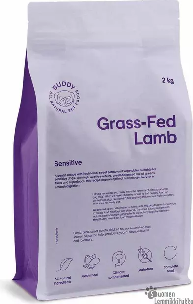 Buddy Grass-Fed Lamb 2kg - Kuivaruoka normaaliaktiiviselle koiralle - 42245 - 1