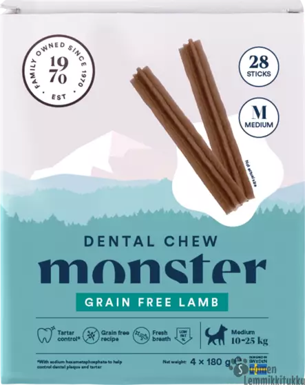 Monster Dog Dental Chew Grain Free Lamb M 28 kpl - Koiran hampaidenhoito - 42565 - 1