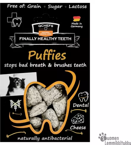 Puffies juustoherkku pureskeltavaksi (antibakteerinen, raikastaa hengitystä ja vähentää bakteereita suussa) - Koiran hampaidenhoito - 40995 - 1
