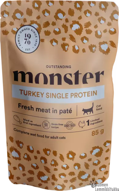 Monster Cat single Turkey pate 8 x 85g - Kissan märkäruoka - 40196 - 1