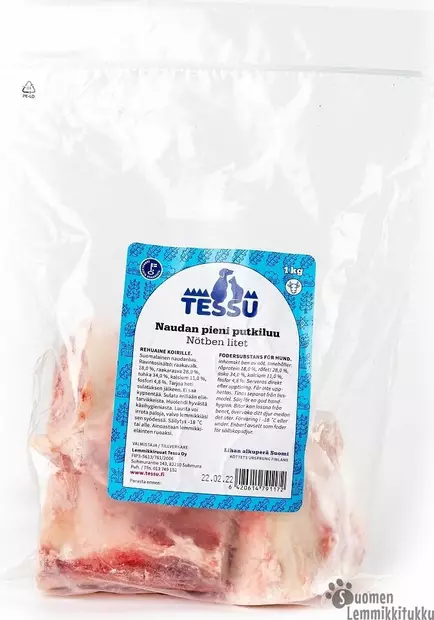Naudan putkiluu pieni raaka, 4x 1kg, ennakkotilaus - Tessu raakaruoka - 41406 - 1