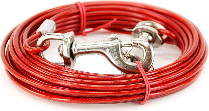 Vipstore Dog TIE-OUT Cable -kiinnitysvaijeri Punainen 4,5m max 27 kg
