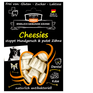 QCHEFS Cheesies rapea juustoherkku pureskeltavaksi (antibakteerinen, raikastaa hengitystä ja vähentää bakteereita suussa)