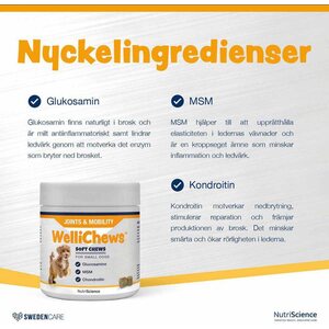 SwedenCare WelliChews® Joints & Mobility Soft Chew Medium/Large 60kpl