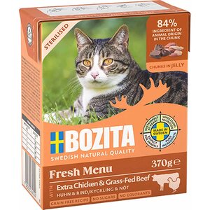 Bozita Fresh Menu, sterilized, kanaa ja nautaa hyytelössä 370g