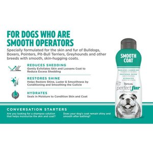 Tropiclean Perfect Fur, Shampoo sileälle turkille 473ml, lyhyt ja sileä turkki bulldogille, boxereille, pointtereille, pitbulliterrierille, vinttikoirille ja muille sileän turkin omaaville roduille