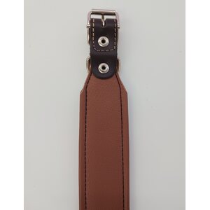 Nahkanasta Nahkapanta koiralle koristetikkauksilla, ruskea 4,5cm