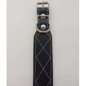 Nahkanasta Nahkapanta koiralle koristetikkauksilla, musta 4,5cm
