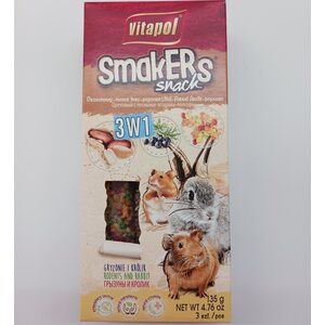 Vitapol Smakers Snacks herkkutikku, pähkinä/metsämarja/popcorn 135g, 3kpl
