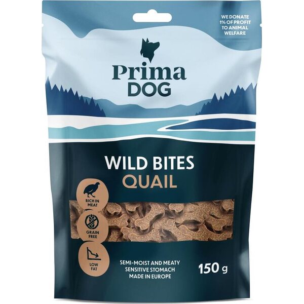 Primadog Wild bites Viiriäinen ja orapihlaja, pehmeä 150g