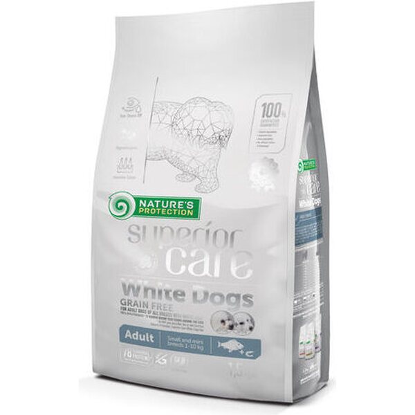 Natures Protection Superior Care White Dogs, valkoisille koirille, vaaleat kalat 1,5kg