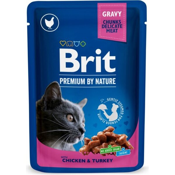 Brit Premium Kana-kalkkuna kastikkeessa kissoille 100gg