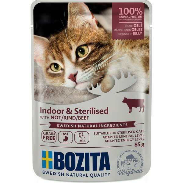 Bozita Indoor & Sterilised nautaa hyytelössä