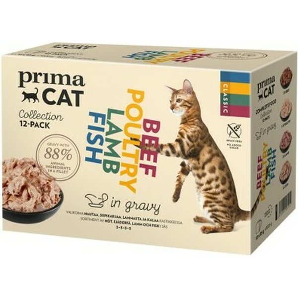 PrimaCat Classic kastikelajitelma 12 x 85 g kastikkeessa